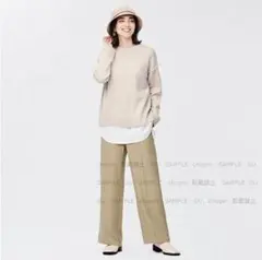 3DコットンリラックスVネックセーター　NAVY ボーダー　UNIQLO