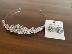 シルバークリスタルティアラとイヤリングセット