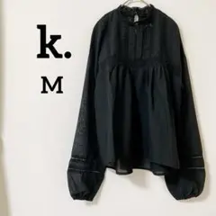 k. 【M】長袖ブラウス レース ボリューム袖　ブラックのサムネイル