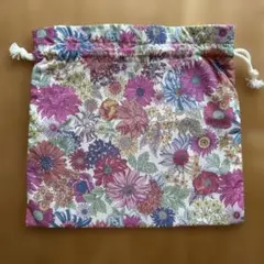 花柄　巾着　ハンドメイド