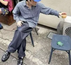 90's old UNIQLO 短丈チェックシャツ