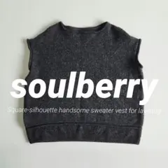 soulberry 四角い ハンサム ニット ボートネック ベスト レイヤード