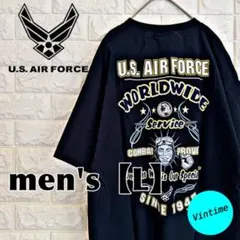 y599【U.S. Air Force】プリントTシャツ【メンズL】ブラックのサムネイル