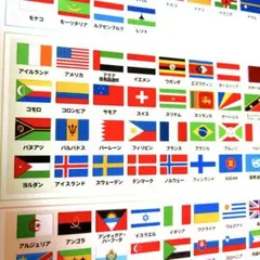 世界の国旗シール（ASEAN、国連、EU付き）