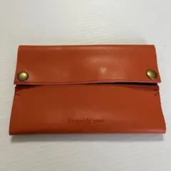 レザーポケットティッシュケース 本革 オレンジティッシュおしゃれ
