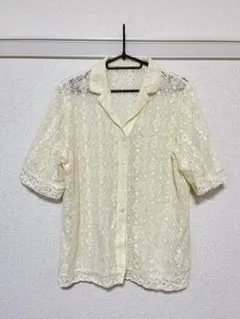 美品 フリークスストア 総レース オープンカラーシャツ 半袖 アイボリー Fのサムネイル