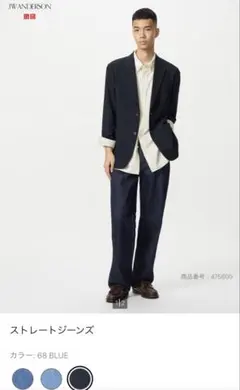 UNIQLOJW ANDERSON ストレートジーンズ68ブルー 35
