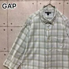 ギャップ　チェック　BDシャツ　コットン　七分袖　マルチカラー　Ｌ