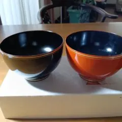 汁椀 2客セット 黒・朱 漆器のサムネイル