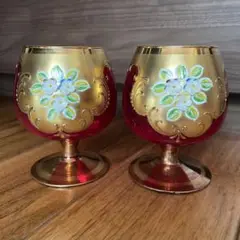 ベネチアン　ワイングラス　ビンテージ　2個セット　ムラーノ島