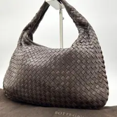 【美品】ボッテガヴェネタ　ショルダーバッグ　ホーボー　イントレチャート　ブラウン