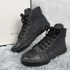 GUCCI GGキャンバス ハイカットスニーカー 37 ブラック グッチ レザー