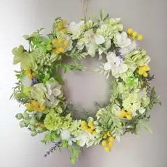 造花・アーティフィシャルフラワー　爽やかグリーンリース