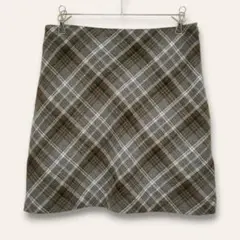 【デイジー】バイアスチェック　ミニスカート　台形　グレー　M　美品　可愛い　裏地