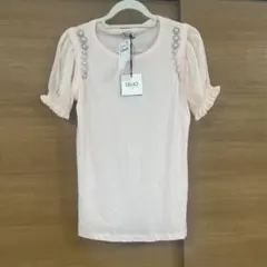 LIU JO ビジュー装飾 パフスリーブ Tシャツ ピンク リュージョーのサムネイル