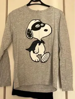 H&Mスヌーピー 長袖Tシャツ グレー/ブラック