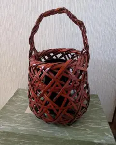 定竹斎作 手付き竹籠 竹編籠 花籠 煎茶道具 竹編細工 花器 花入 - メルカリ