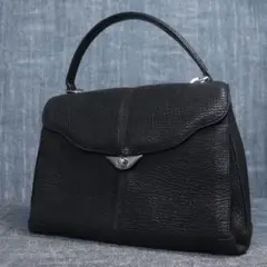 極美品】JRA認定正規品 シャークスキン ハンドバッグ ターンロック