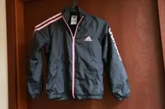 Adidas■ウインドブレーカー☆130サイズ♪黒色×桃色♪美品