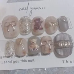 〈ベリーショート05458⚠️〉カフェラテくまさんネイルyuuuua様専用ページ