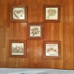 花の刺繍アート作品 5点セット