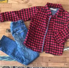 グローバルワーク キッズ チェックシャツ ネルシャツXL 120〜130