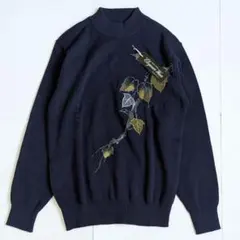 Elegance Wear エレガンスウェア 長袖モックネック ニット ネイビー