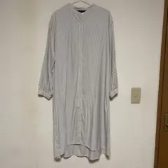 GALLORIA レーヨンストライプ柄ロングシャツワンピース　M