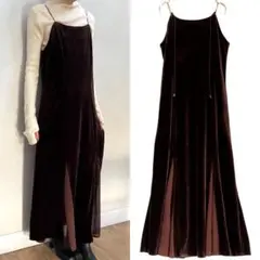 olu. スリットシアーベロアキャミソールワンピース オルドット ブラウン