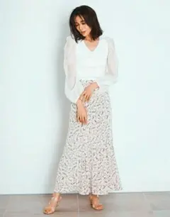 美品☆SNIDEL バリエプリントマーメイドライクスカート ロング マキシ