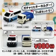 2点セット⭐︎トミカ GACHA キーホルダー 警察署パトカー&清掃事業ゴミ収集車のサムネイル