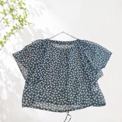 ルクールブラン 半袖シフォンブラウス トップス 総柄 透け感 ラメ 8238♡のサムネイル