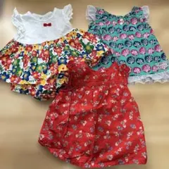 H&M 赤い花柄ドレスと多色トップスセット