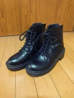 厚底レースアップブーツ 黒 25cm