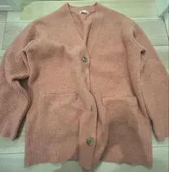 GU ジーユー オーバーサイズ ニット カーディガン L ピンク ゆるだぼ 厚手