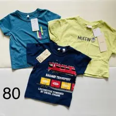 新品　半袖Tシャツ　80cm 電車　くま　男の子 働く車　セット　保育園