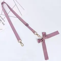 大人かわいい♡ リボン ショルダーストラップ スマホ ホルダー 2way 紫