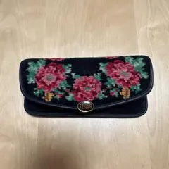 ピ*7様 プチポワン 刺繍 レザー ソフトメガネケース ブルー 久家道子