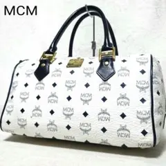 MCM　ボストンバッグ ハンドバッグ ヴィセトス 総柄 ロゴプリント 大容量 白のサムネイル
