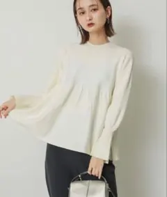 SENSE OF PLACE センスオブプレイスストレッチペプラムセーター白