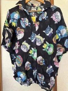新品 ScoLar 猫 総柄 半袖シャツ ブラックのサムネイル