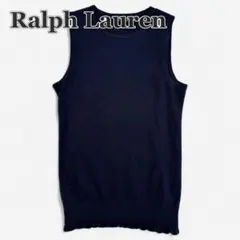 RALPH LAUREN ノースリーブニット ベスト ネイビー M ウール100