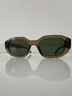 偏光レンズ サングラス モスグリーン ブラウンフレーム 厚みデザイン 高品質