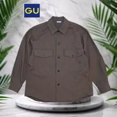 GU　CPOシャツ　ブラウン　Ｌサイズ　長袖　 ポケット付き