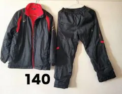 ウインドブレーカーASICS ジャケットとパンツセット ブラック/レッド