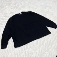 【a3620】WEGO 裏起毛長袖セーター ブラック M レーヨン混 トレーナー
