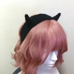 ハロウィン ツノ カチューシャ ハンドメイド 黒 ゴシック