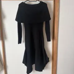 オフショルダー ニットワンピース ブラック