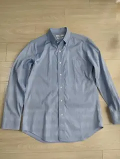 【美中古】ユニクロ　スーパーノンアイロンスリムフィットシャツ　メンズ　M　ブルー