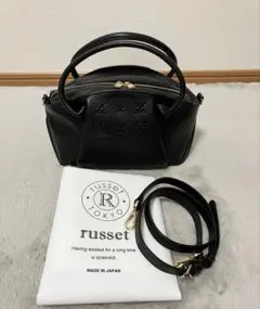 russet モノグラムプレスレザー2wayバッグ　ブラックのサムネイル